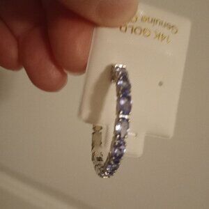 Tanzanite/ Etheopian Opal inside outside Sterling Silver Hoops/ Brand New